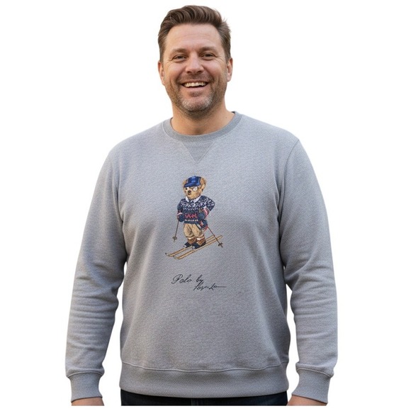 Polo Ralph Lauren Bear‎ Skiing Sweatshirt Grey Big & Tall 4XB NWOT Rare